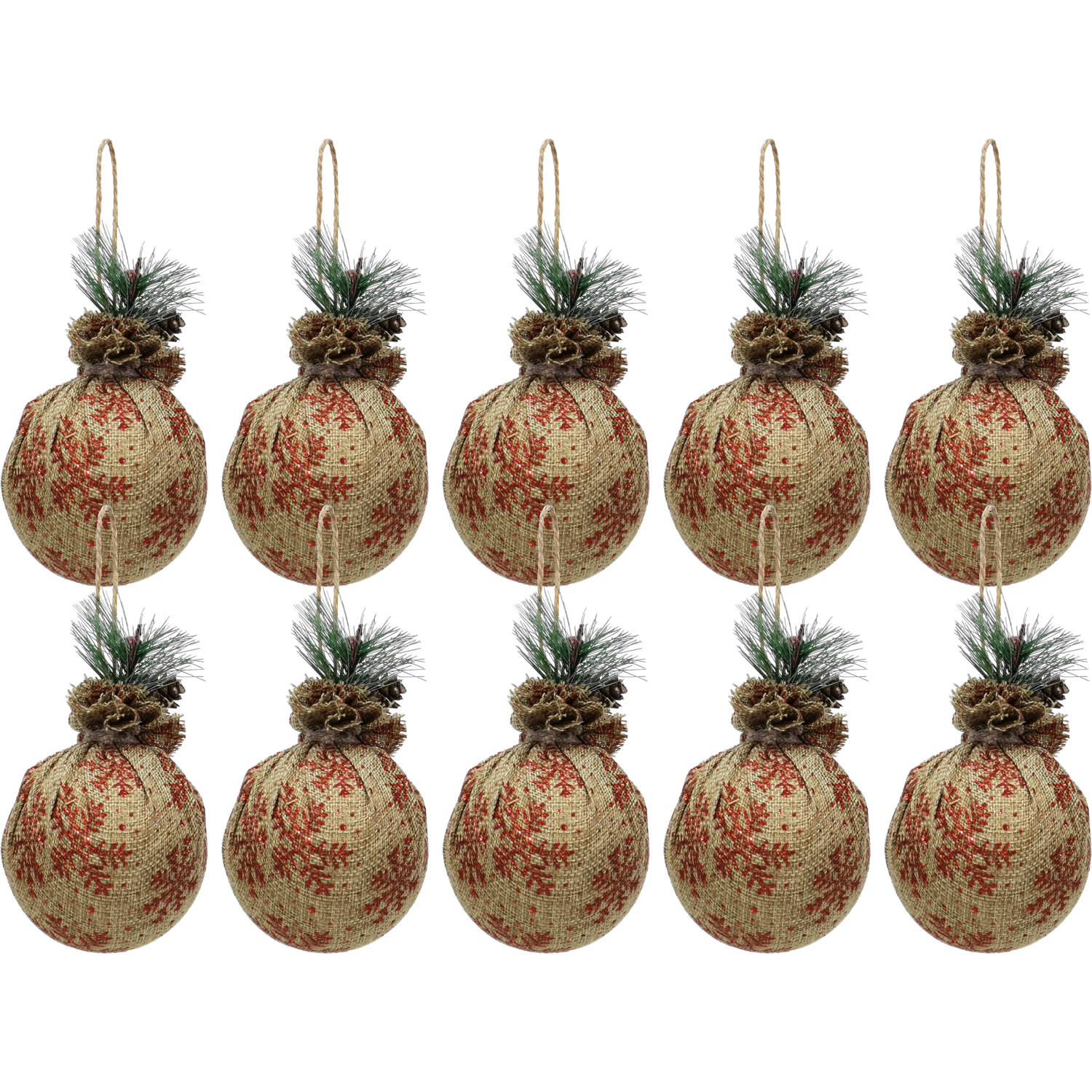 VESTIAMO CASA GRAN NATALE - Palle di Natale con bacche e pigne diametro 6 cm - set 10 pezzi